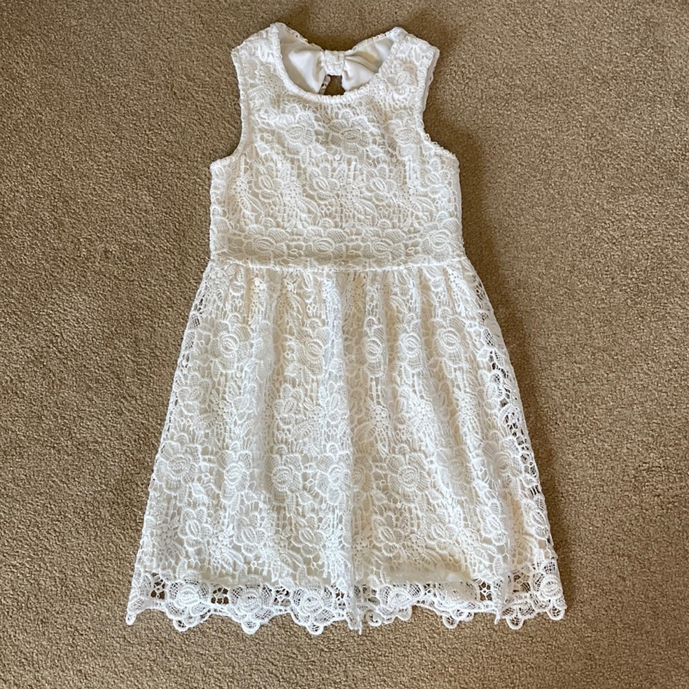 Girls white lace dress
